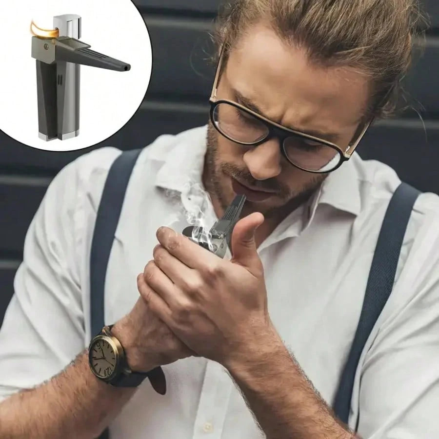 2-in-1 Function Inflatable Oblique Flame Lighter with Open Flame - Portable Pipe Lighter